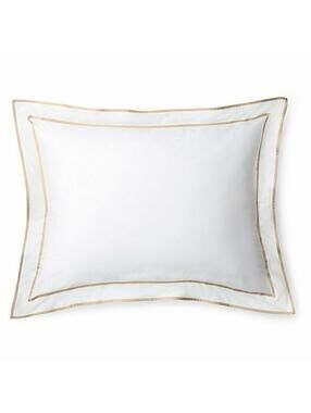 NWT Ralph Lauren White Wheat Spencer Border Sateen King Pillow Sham 20x36